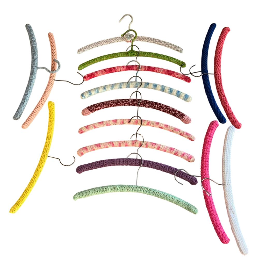 16 Vintage Wood Crochet Clothes Hangers cottage core farmhouse country non slip